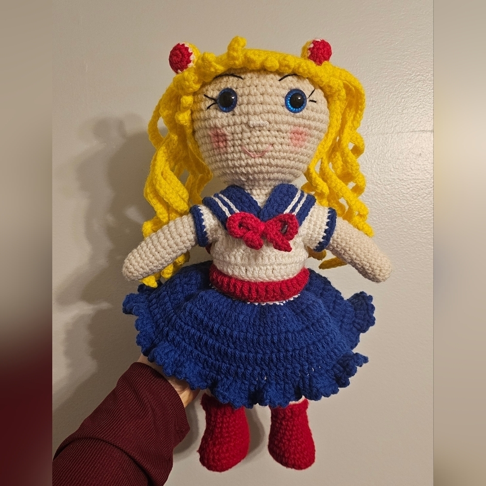 Handmade Salor Moon  Crochet Doll Unique Adorable Gift 16”